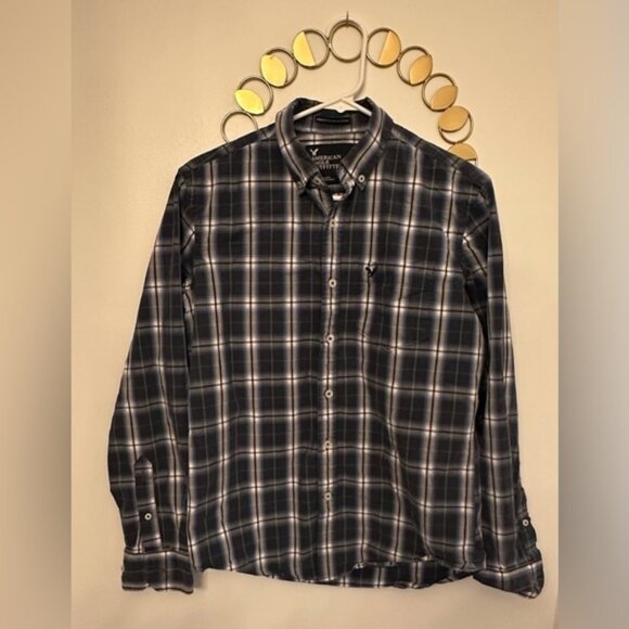 American Eagle Outfitters Other - American Eagle Mens Casual Plaid Flannel Shirt Size Small Button Up Blue Green